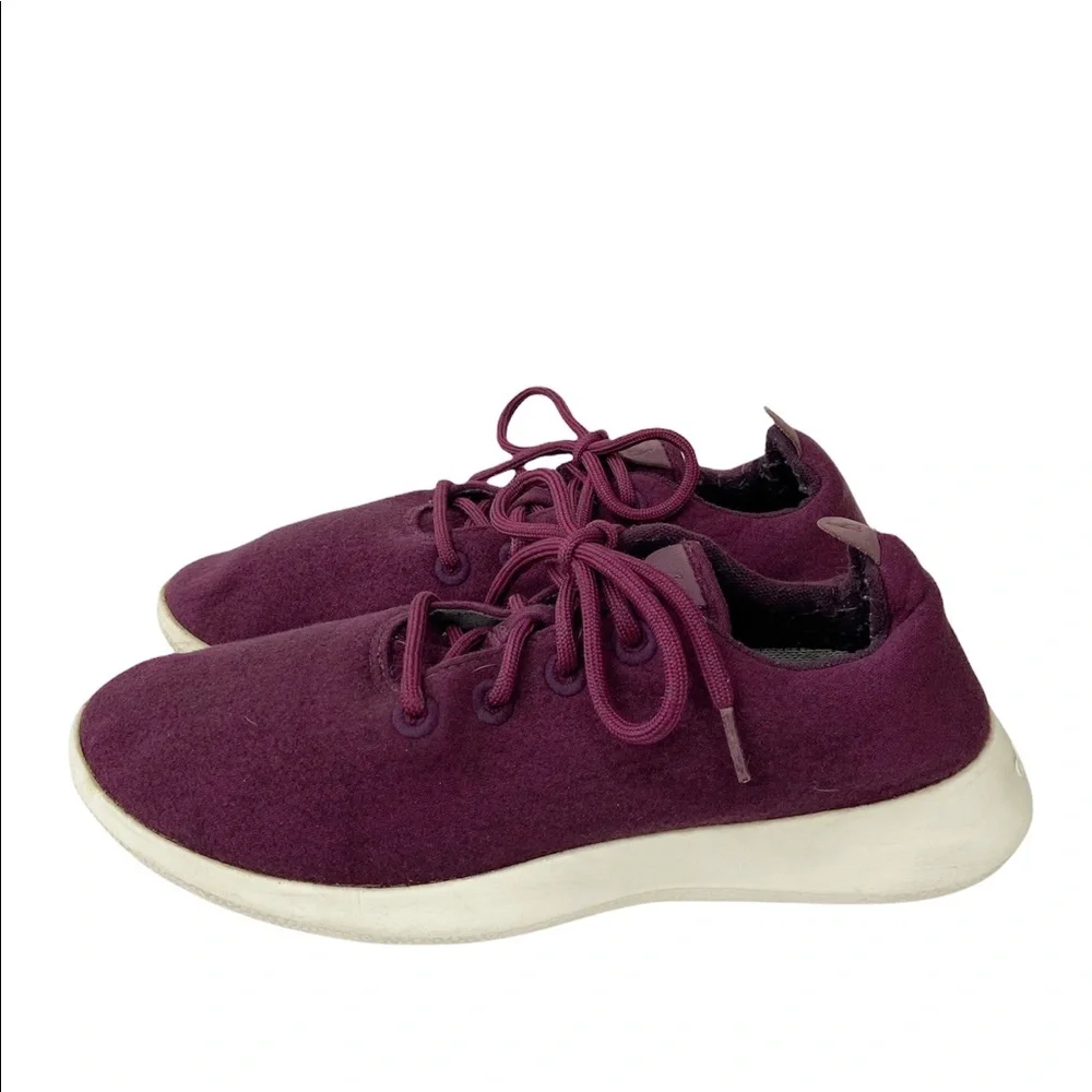 Allbirds Men’s Wool Runners Size M10 D520 Burgundy/White Renewable Materials